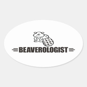 Funny Beaver Oval Sticker