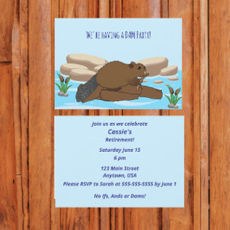 Funny Beaver Party | “We're having a DAM Party" Invitation
