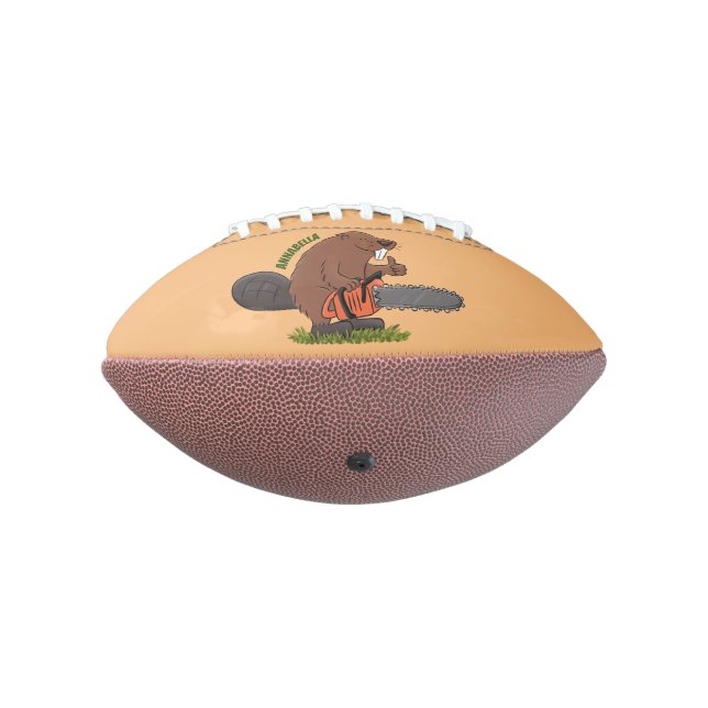 Funny beaver with chainsaw cartoon humor american football (Rotated 270)