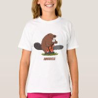 Funny beaver with chainsaw cartoon humour