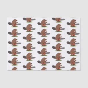 Funny beaver with chainsaw cartoon humour tissue paper