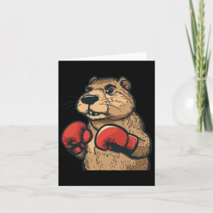 Funny Beaver With Red Boxing Gloves Costume  Card