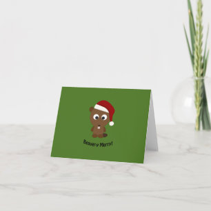 Funny Beaver-y Merry! Santa Beaver Holiday Card