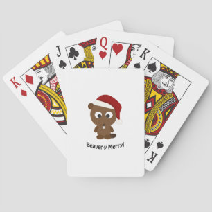 Funny Beaver-y Merry! Santa Beaver Playing Cards