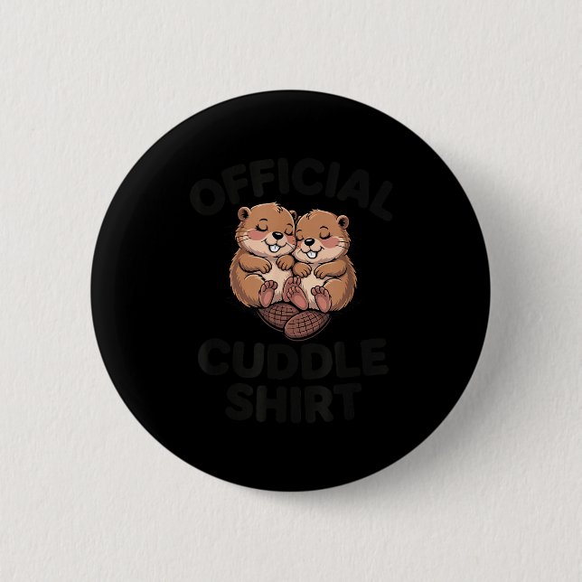 Funny Beavers Hugging Cuddle  6 Cm Round Badge (Front)