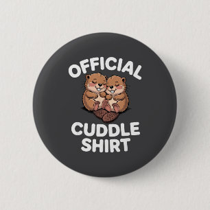 Funny Beavers Hugging Cuddle  6 Cm Round Badge