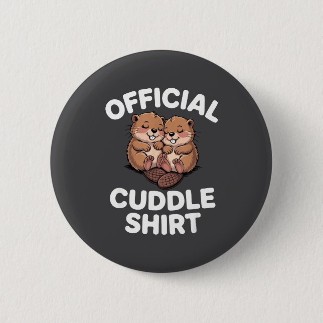 Funny Beavers Hugging Cuddle  6 Cm Round Badge (Front)