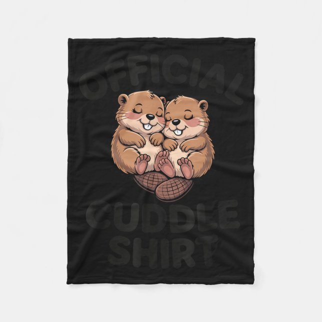 Funny Beavers Hugging Cuddle  Fleece Blanket (Front)