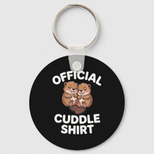 Funny Beavers Hugging Cuddle  Key Ring