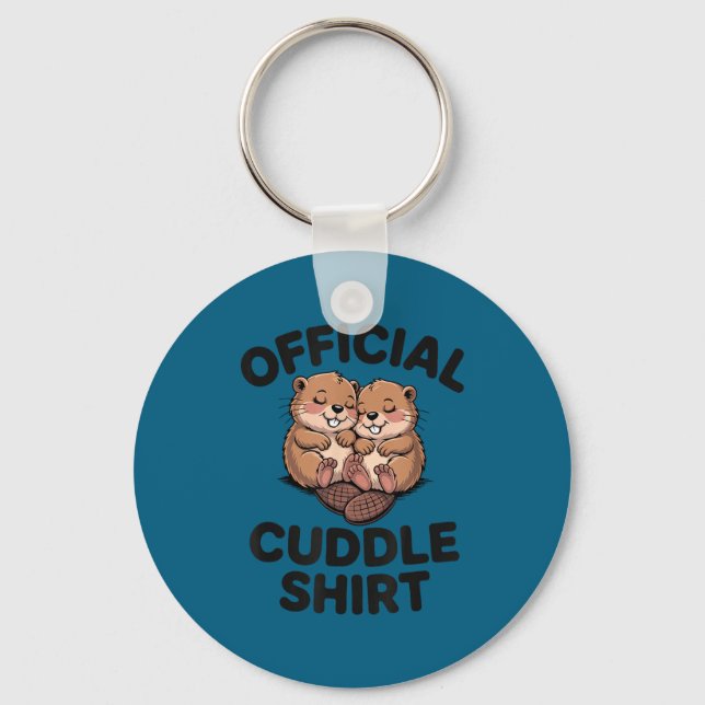 Funny Beavers Hugging Cuddle  Key Ring (Front)