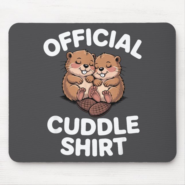 Funny Beavers Hugging Cuddle  Mouse Mat (Front)