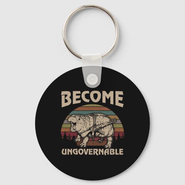 Funny Become Ungovernable Moo Deng Cute Ba  Key Ring (Front)
