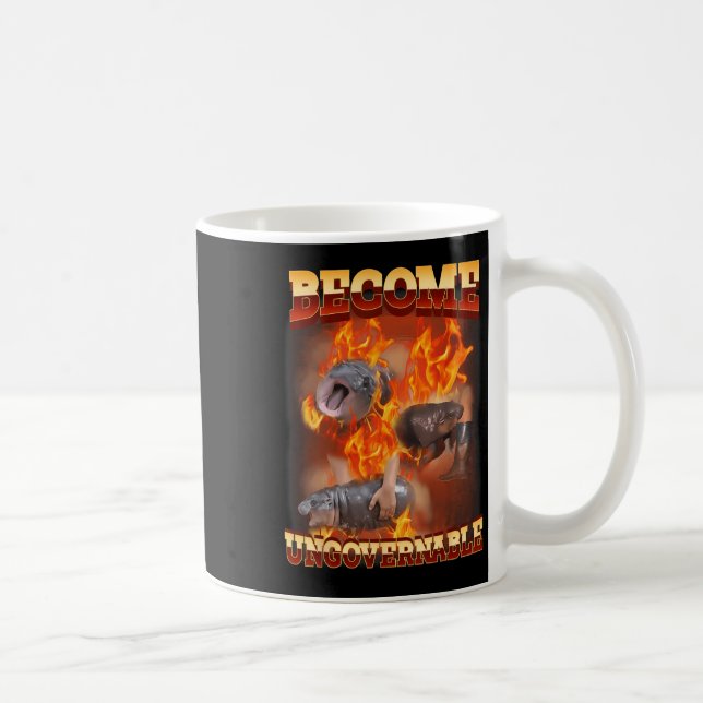 Funny Become Ungovernable Moo Deng In Fire Ba  Coffee Mug (Right)