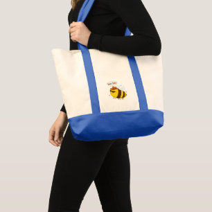 Funny bee cute design tote bag