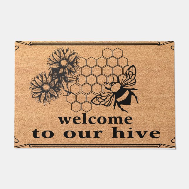 Funny Bee Doormat, Cute Bee Lover Gift, Bee Quote Doormat (Front)