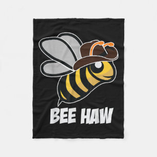 Funny Bee Haw Bumble Bee Graphic Cowboy Hat Fleece Blanket