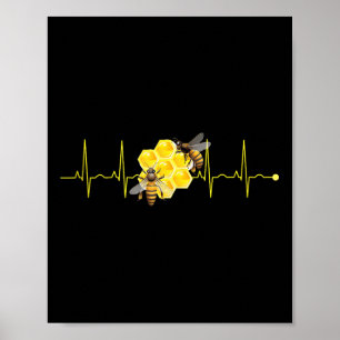 Funny Bee Heartbeat Hive Nature Buzzing Insect Lov Poster