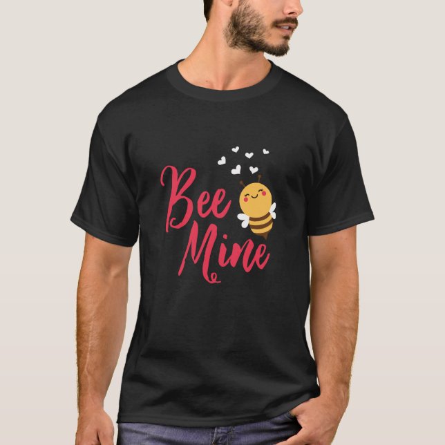 Funny Bee Mine Honey Bee Valentine's  T-Shirt (Front)