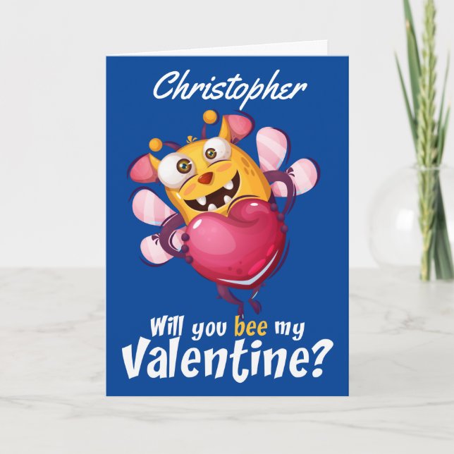 Funny Bee My Valentine Card (Front)