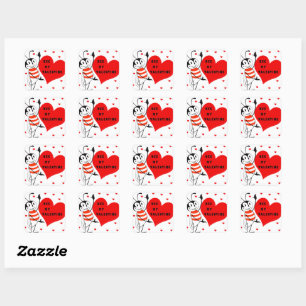 Funny Bee My Valentine Design Square Sticker