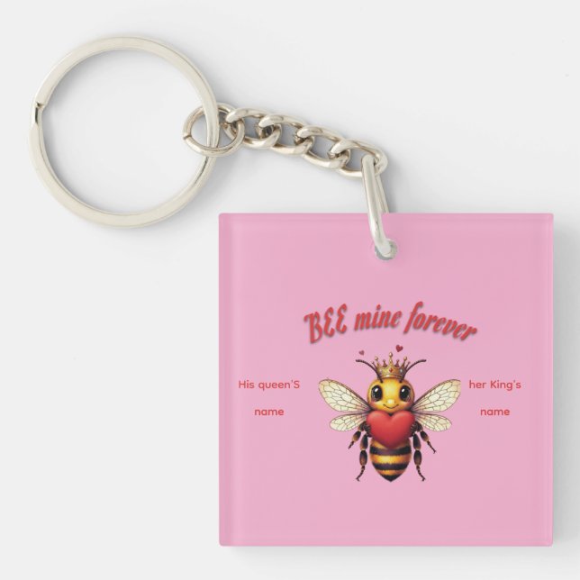 Funny Bee Pun Valentine  Key Ring (Front)
