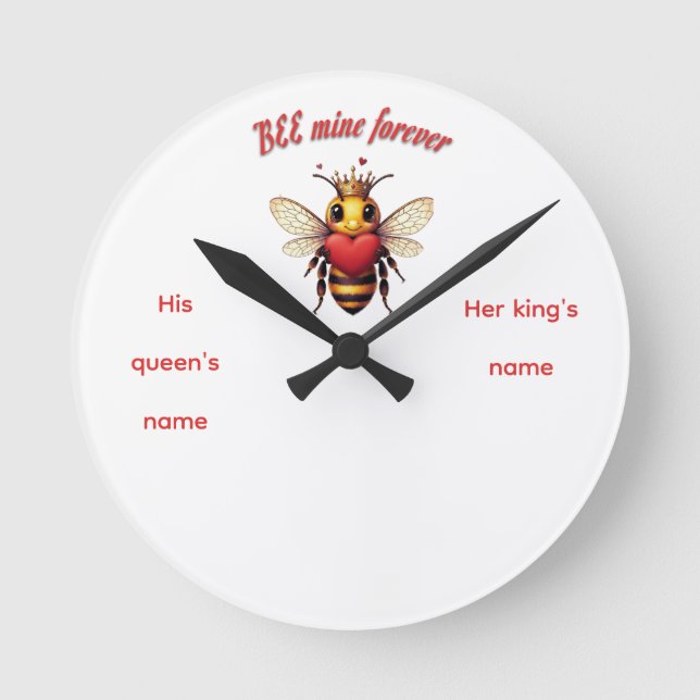 Funny Bee Pun Valentine  Round Clock (Front)