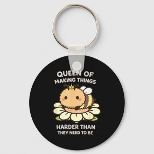 Funny bee queen lover meme kawaii funny girls wome key ring