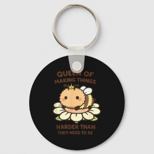 Funny bee queen lover meme kawaii funny girls wome key ring