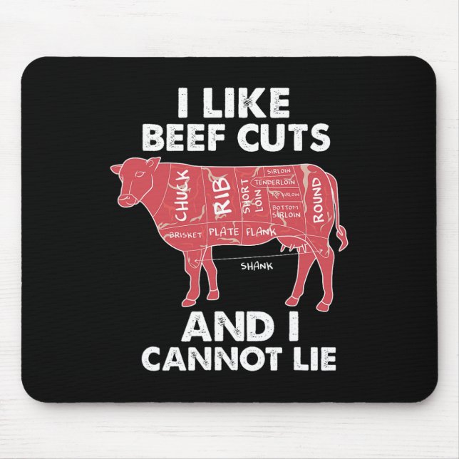 Funny Beef Cuts Chart I Bbq Butcher  Mouse Mat (Front)