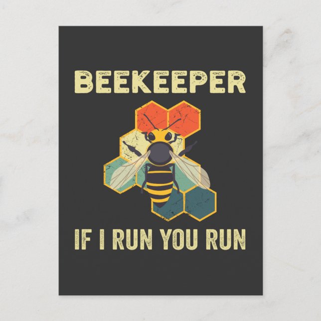 Funny Beekeeper Bee Honeycomb Beekeeping Holiday Postcard (Front)