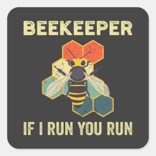 Funny Beekeeper Bee Honeycomb Beekeeping Square Sticker