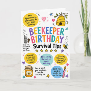 Funny Beekeeper Birthday Survival Tips Card