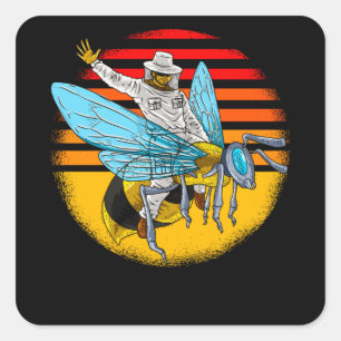Funny Beekeeper On Honeybee bee keeper Square Sticker