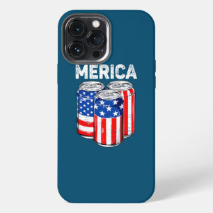 Funny Beer American Flag USA 4th Of July Drinking iPhone 13 Pro Max Case