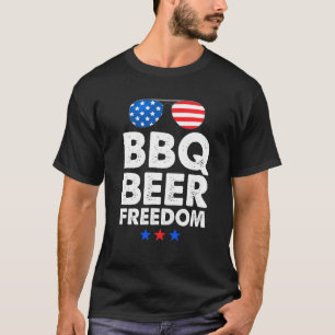 Funny Beer BBQ Freedom Tee Shirt Men American Grap