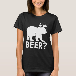 Funny Beer Bear Deer Hunting Hiker Hunter Camping T-Shirt