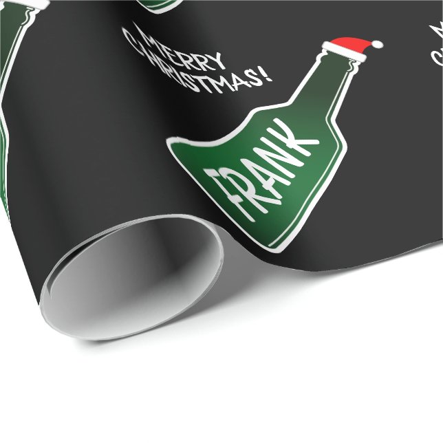 Funny beer bottle Merry Christmas custom Holiday Wrapping Paper (Roll Corner)