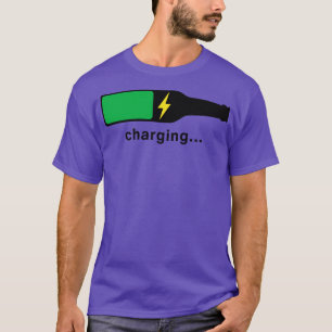 Funny Beer Charging Drink on Light T-Shirt