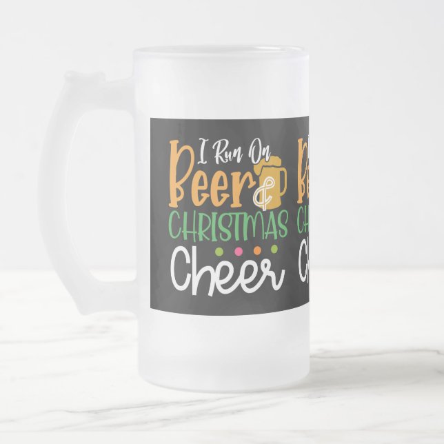 funny beer Christmas cheer  Frosted Glass Beer Mug (Left)