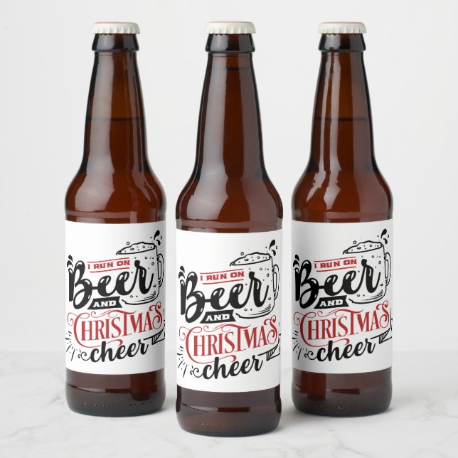 funny beer Christmas cheer word art Beer Bottle Label (Bottles)