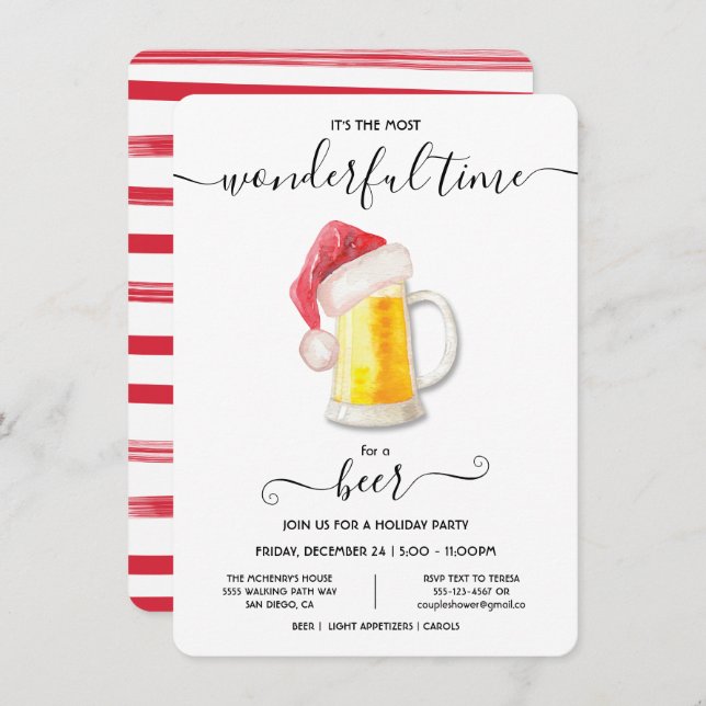 Funny Beer Christmas Holiday Party Invitation (Front/Back)