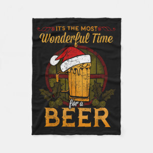 Funny Beer Christmas Shirt Holiday Most Wonderful Fleece Blanket