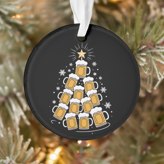 Funny Beer Christmas Tree Holiday Drinking Ornament (Tree)