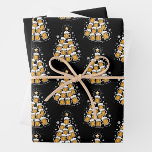Funny Beer Christmas Tree Holiday Drinking Wrapping Paper Sheet