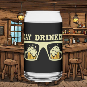 Funny beer day drinker word art can glass