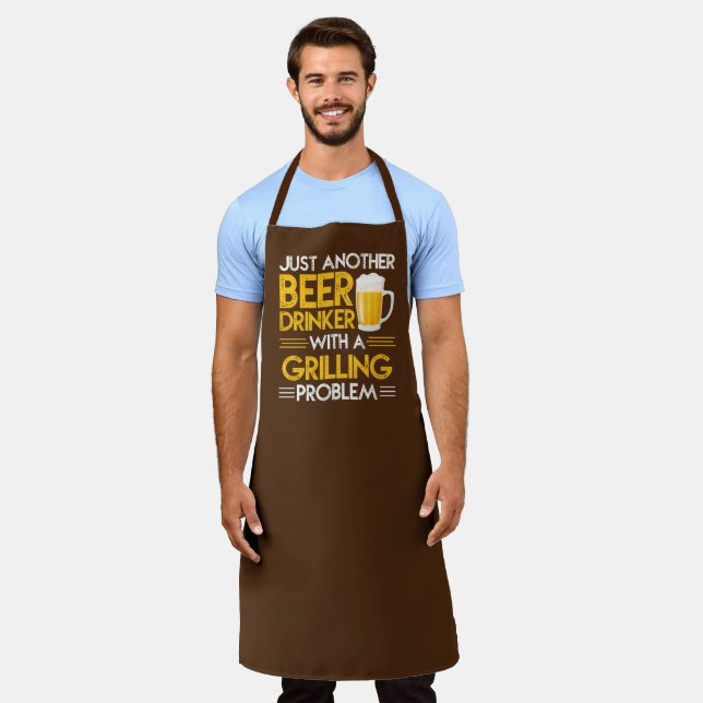 funny beer drinker grilling word art  apron (Worn)