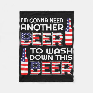 Funny Beer Drinking Usa Flag 4th Of July Fleece Blanket