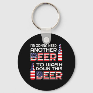 Funny Beer Drinking Usa Flag 4th Of July Key Ring