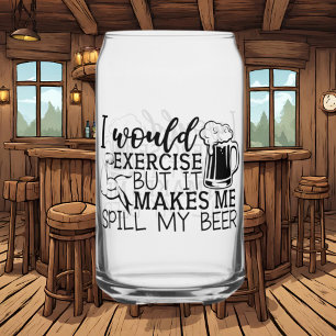 Funny beer exercise word art can glass