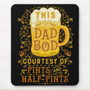 Funny Beer Fathers Dad Bod Humourous Antique Mug Mouse Mat